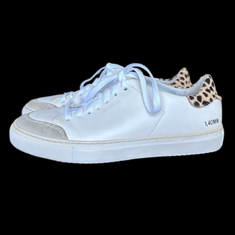 Axel Arigato White and Leopard Print Sneakers